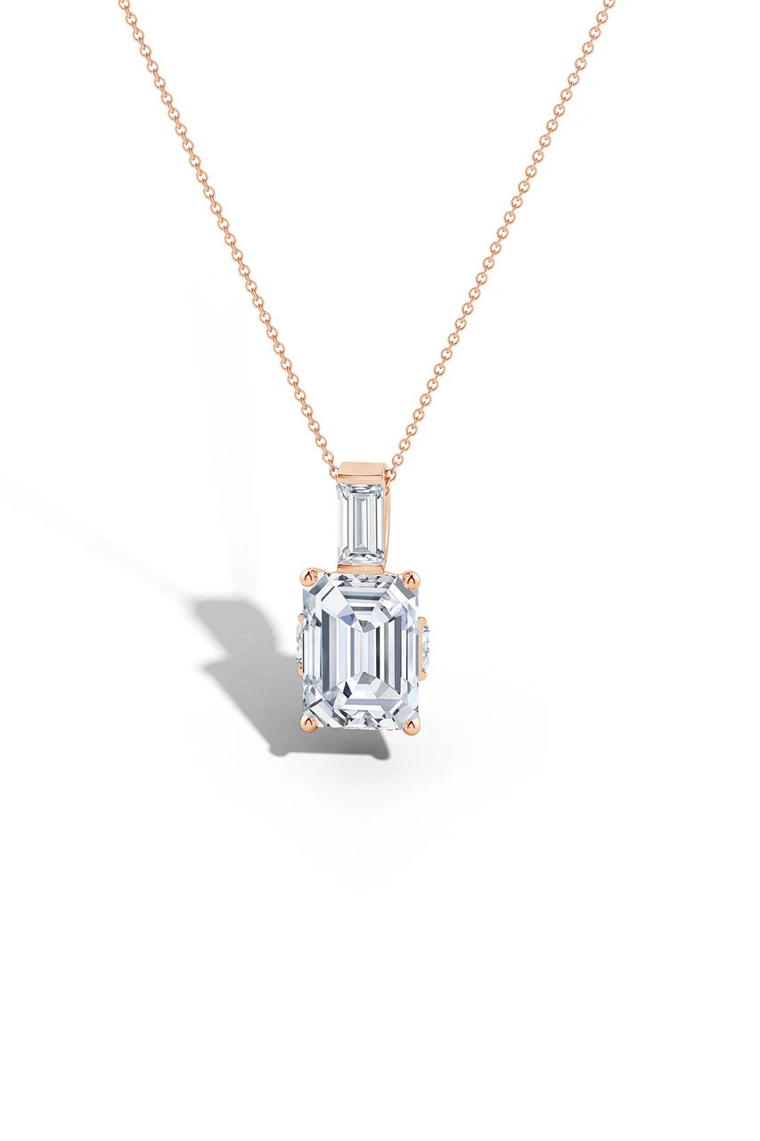 Orient Express Lab-Grown 14K Gold & Emerald Cut Diamond Pendant Necklace - Image 3