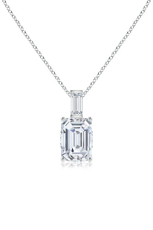 Orient Express Lab-Grown 14K Gold & Emerald Cut Diamond Pendant Necklace - Image 2