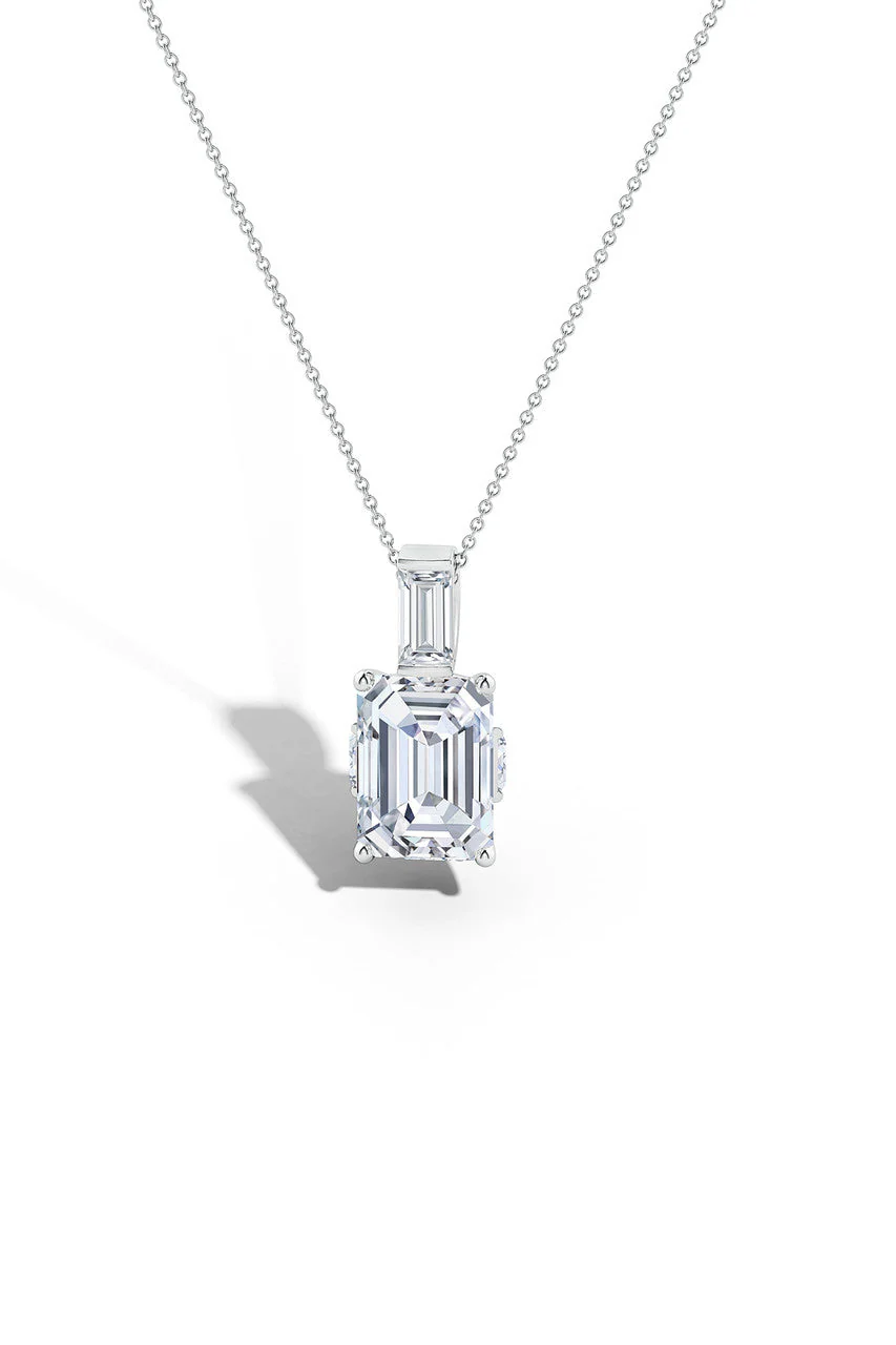 Orient Express Lab-Grown 14K Gold & Emerald Cut Diamond Pendant Necklace - Image 4