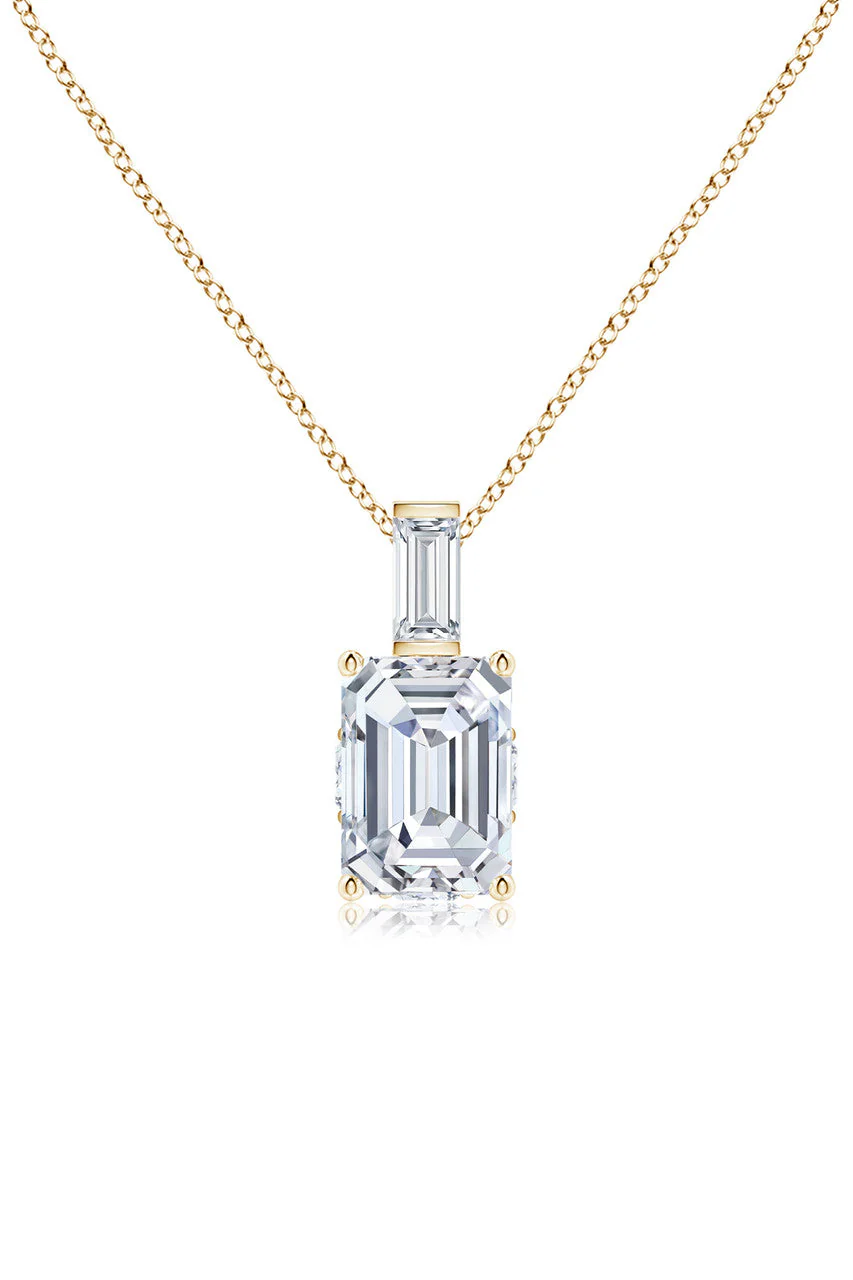 Orient Express Lab-Grown 14K Gold & Emerald Cut Diamond Pendant Necklace - Image 2