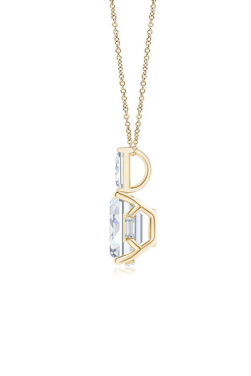 Orient Express Lab-Grown 14K Gold & Emerald Cut Diamond Pendant Necklace - Image 3