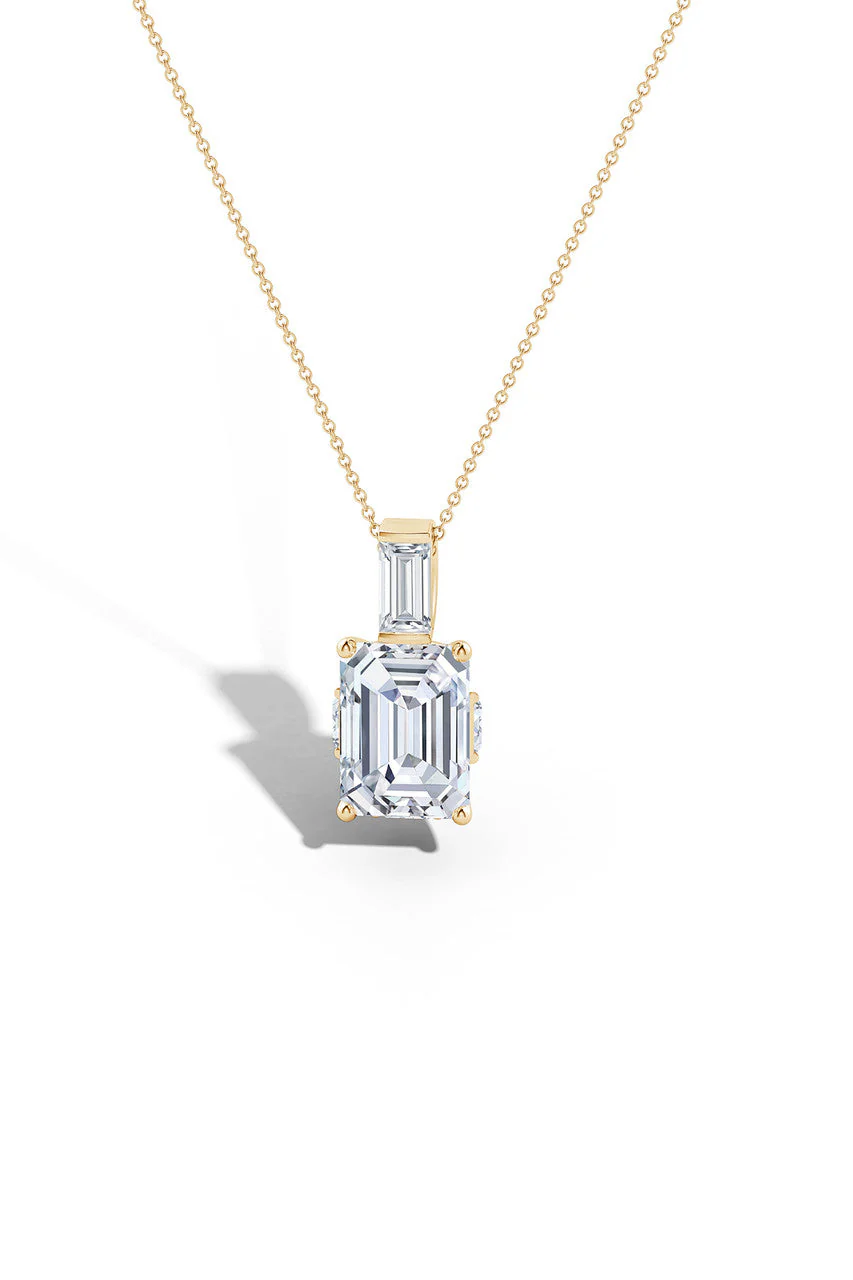 Orient Express Lab-Grown 14K Gold & Emerald Cut Diamond Pendant Necklace - Image 4