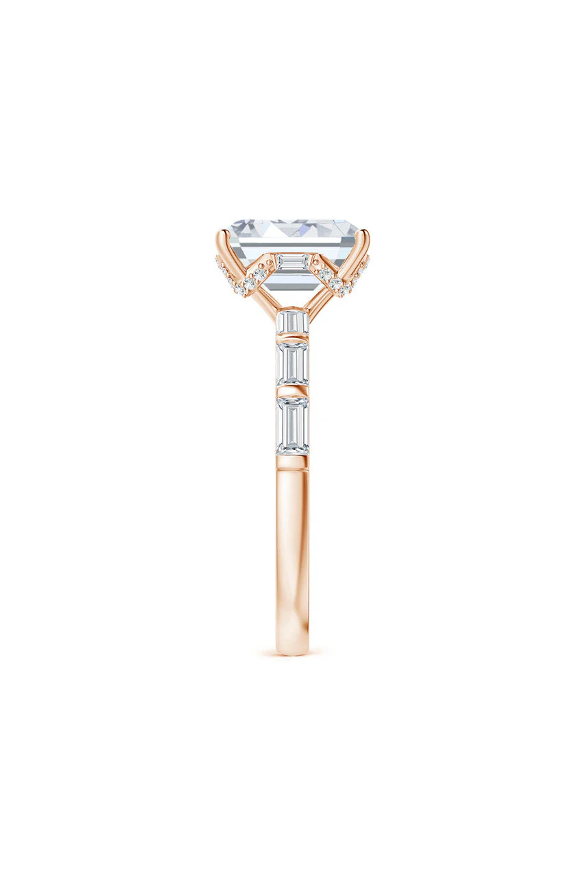 Orient Express Lab-Grown 14K Gold & Emerald Cut Diamond Solitaire Ring - Image 3