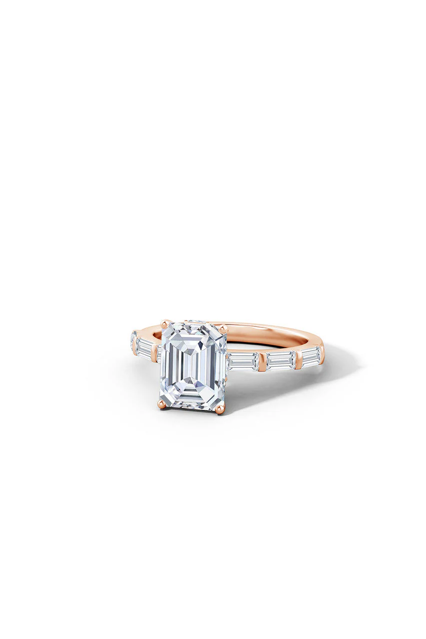 Orient Express Lab-Grown 14K Gold & Emerald Cut Diamond Solitaire Ring - Image 4