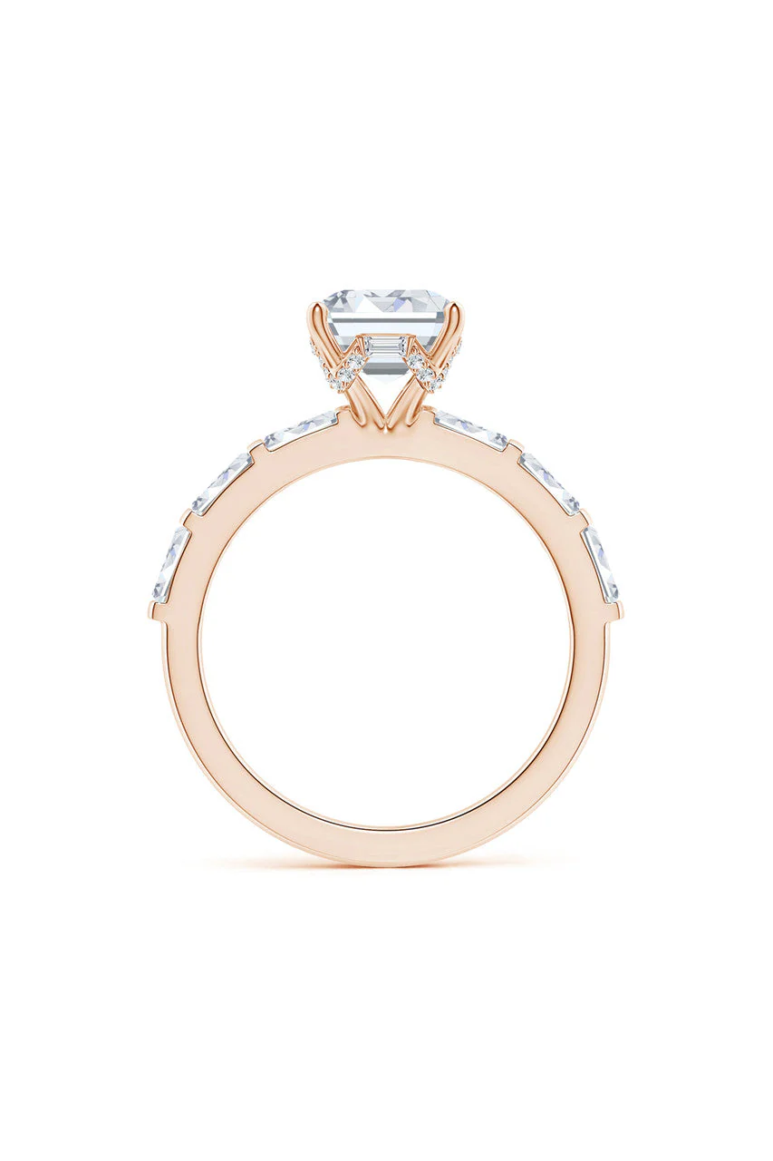 Orient Express Lab-Grown 14K Gold & Emerald Cut Diamond Solitaire Ring - Image 5