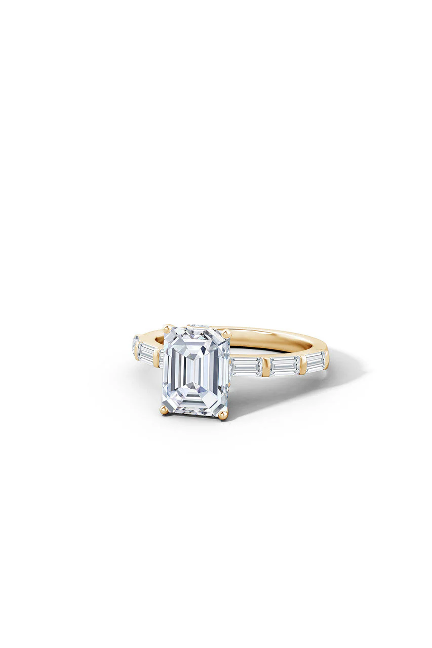 Orient Express Lab-Grown 14K Gold & Emerald Cut Diamond Solitaire Ring - Image 4