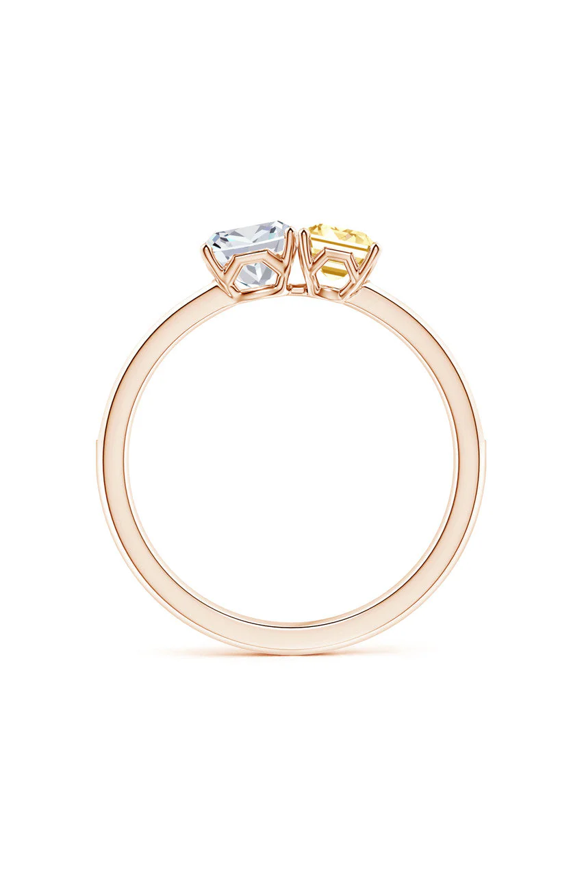 Orient Express Lab-Grown 14K Gold with White & Yellow Diamond Two Stone Ring - Image 5