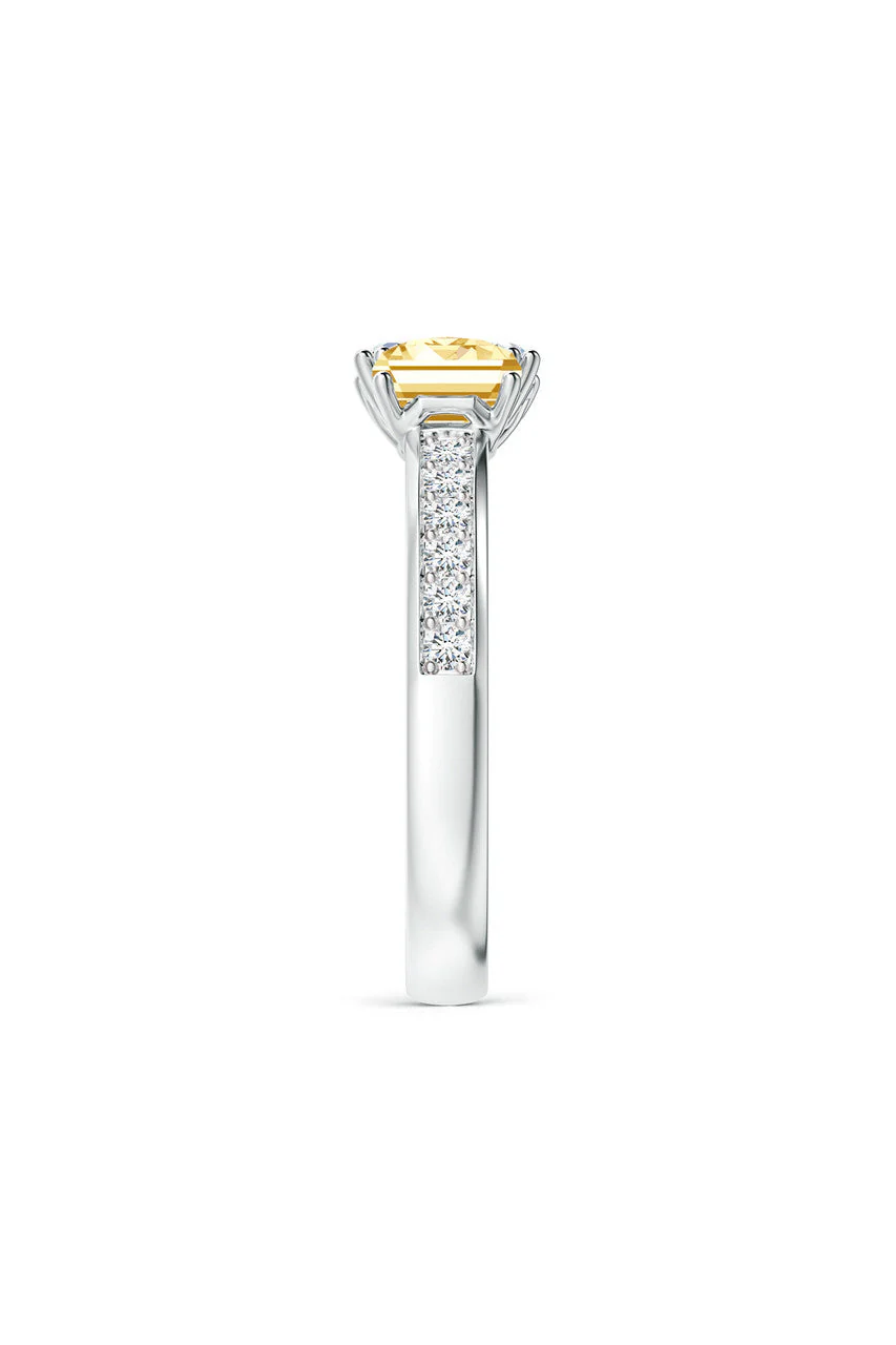 Orient Express Lab-Grown 14K Gold with White & Yellow Diamond Two Stone Ring - Image 3