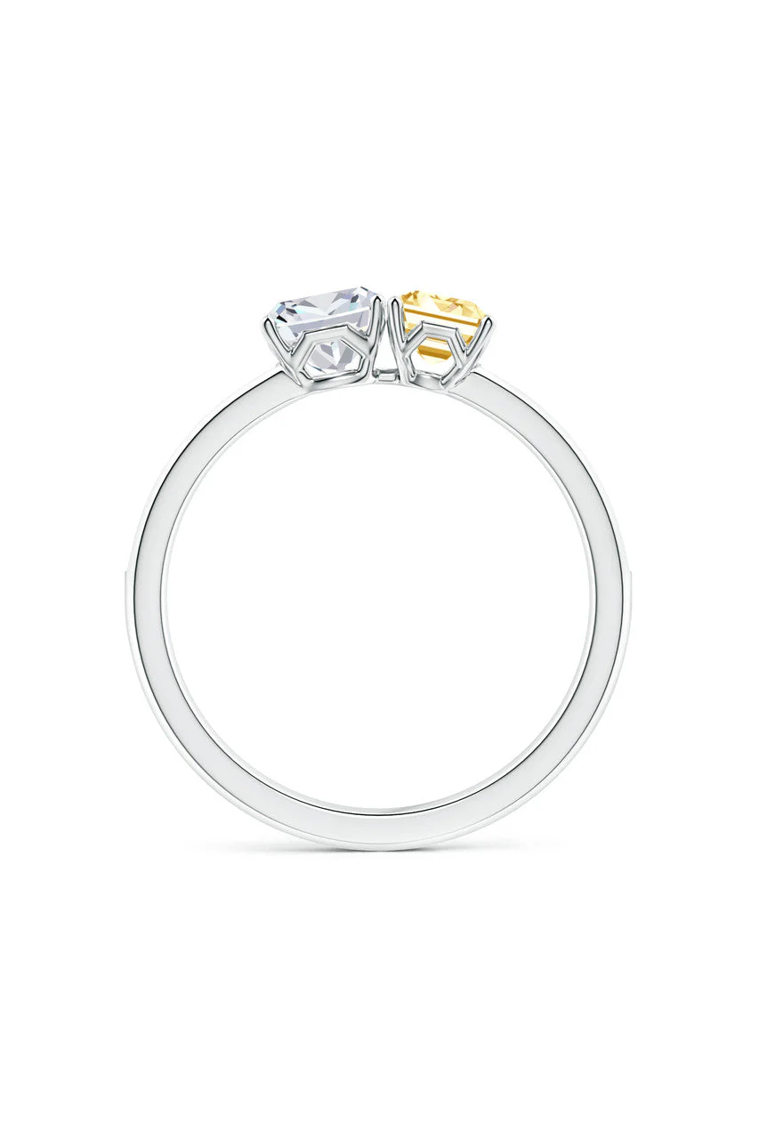 Orient Express Lab-Grown 14K Gold with White & Yellow Diamond Two Stone Ring - Image 4