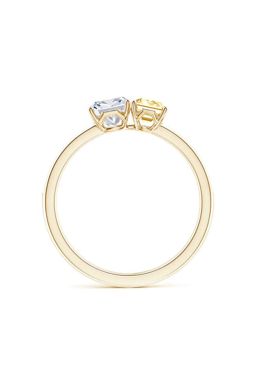 Orient Express Lab-Grown 14K Gold with White & Yellow Diamond Two Stone Ring - Image 5