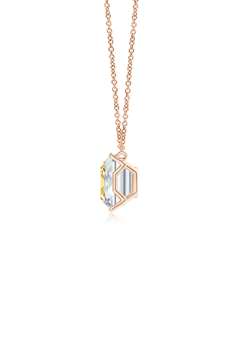 Orient Express Lab-Grown 14K Gold with Yellow & White Diamond Two Stone Pendant Necklace - Image 3