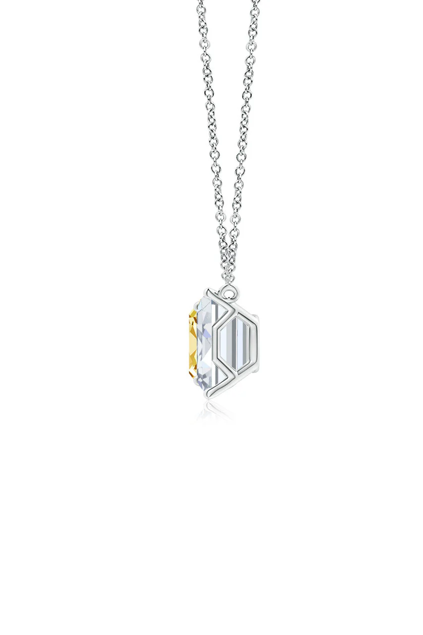 Orient Express Lab-Grown 14K Gold with Yellow & White Diamond Two Stone Pendant Necklace - Image 3