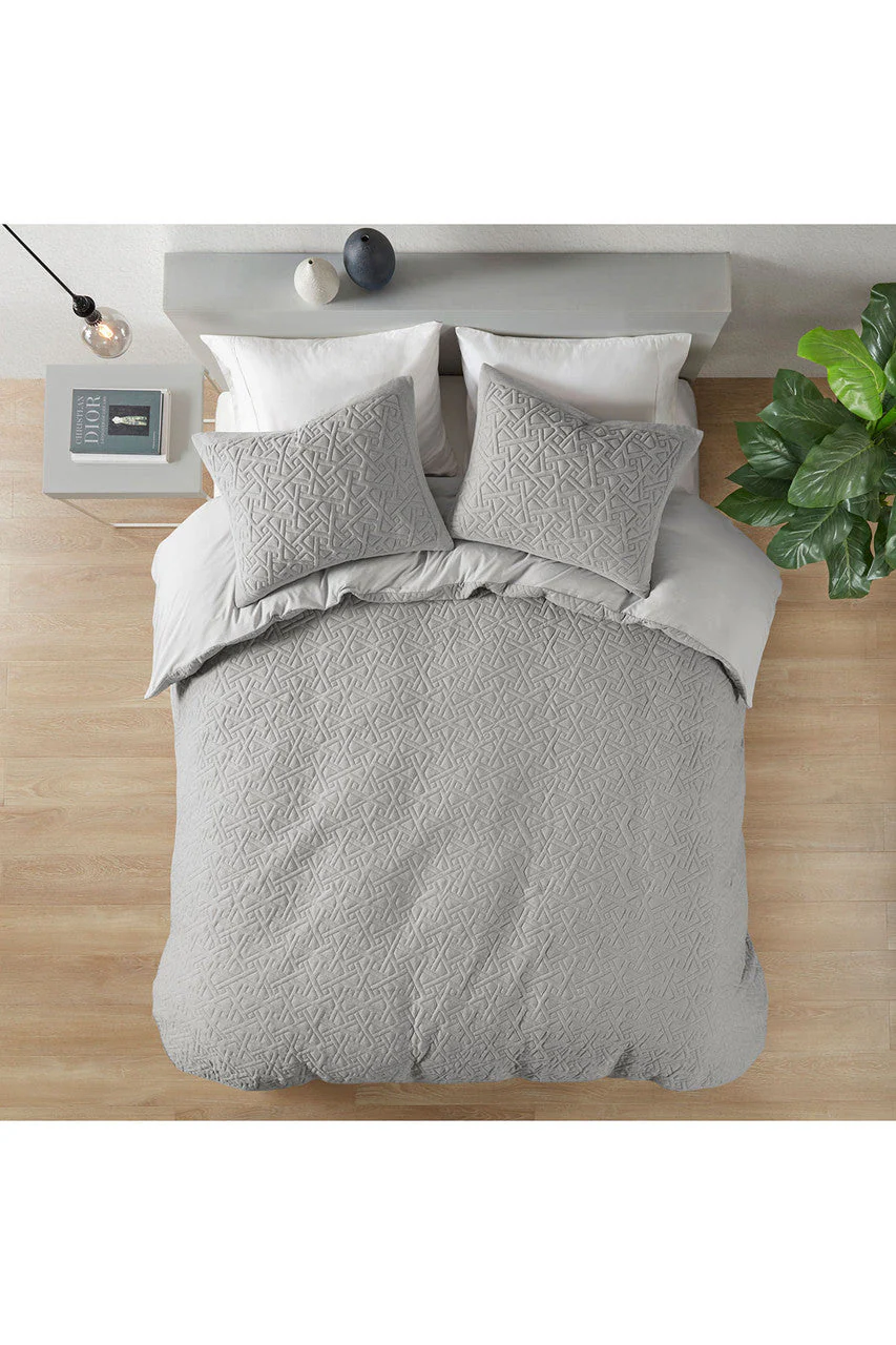 Origami 3 Piece Grey Comforter Mini Set - Image 4