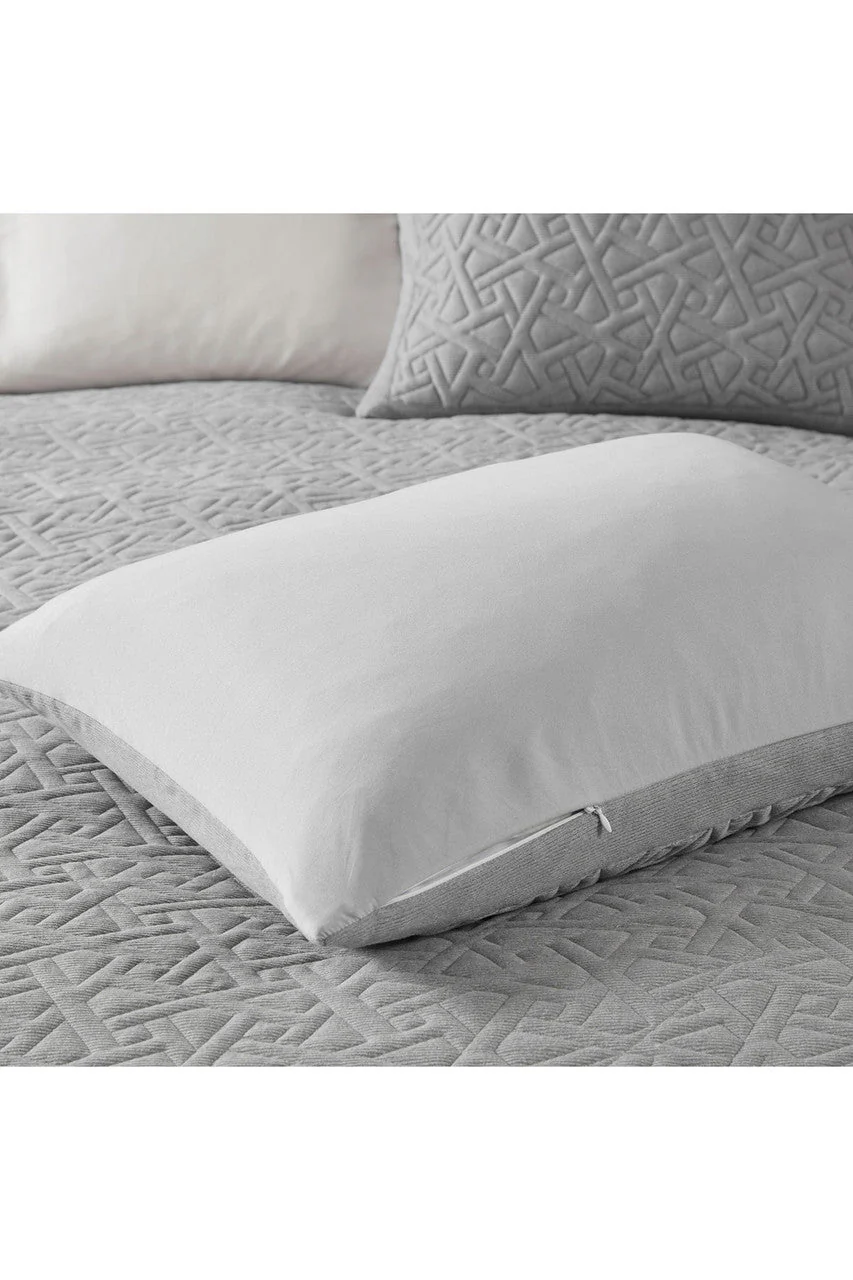 Origami 3 Piece Quilt Top Grey Duvet Cover Mini Set - Image 8