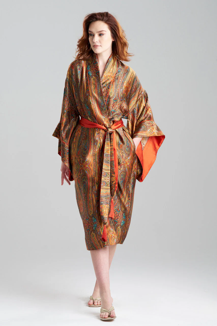 Paisley Drop Sleeve Silk Robe - Image 2