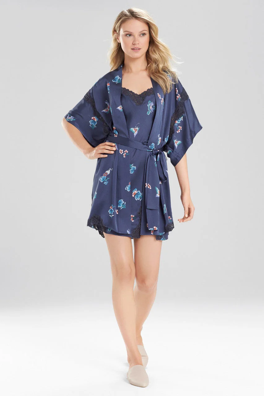 Papillon Printed Feathers Satin Robe - Image 3