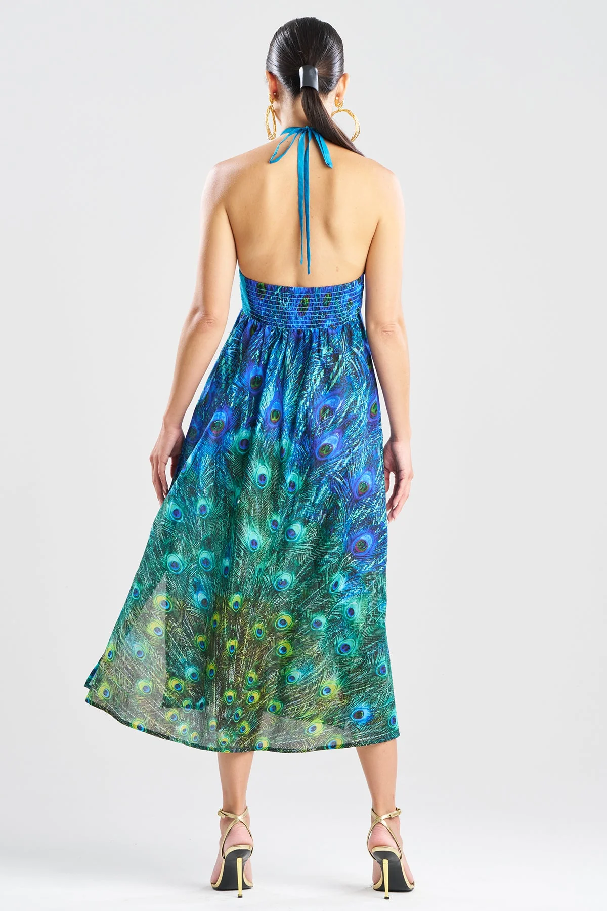 Peacock Cotton Voile Beaded Maxi Dress - Image 3