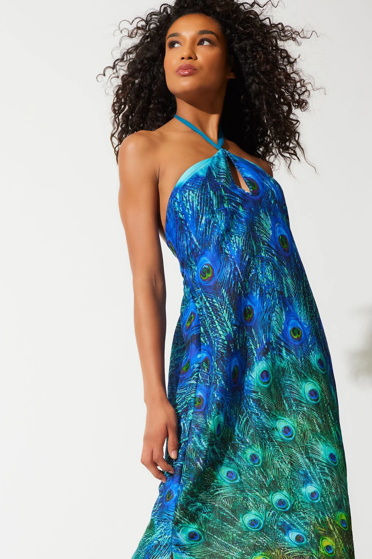 Peacock Cotton Voile Beaded Maxi Dress - Image 4