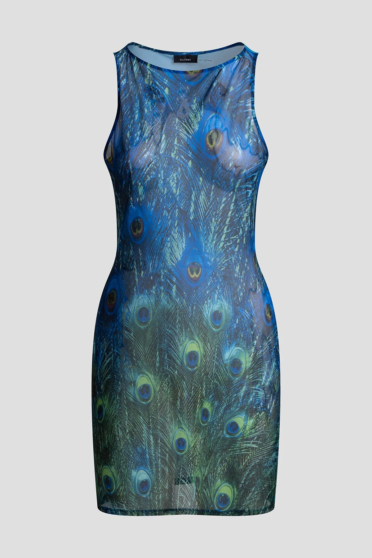 Peacock Mesh Mini Dress - Image 3