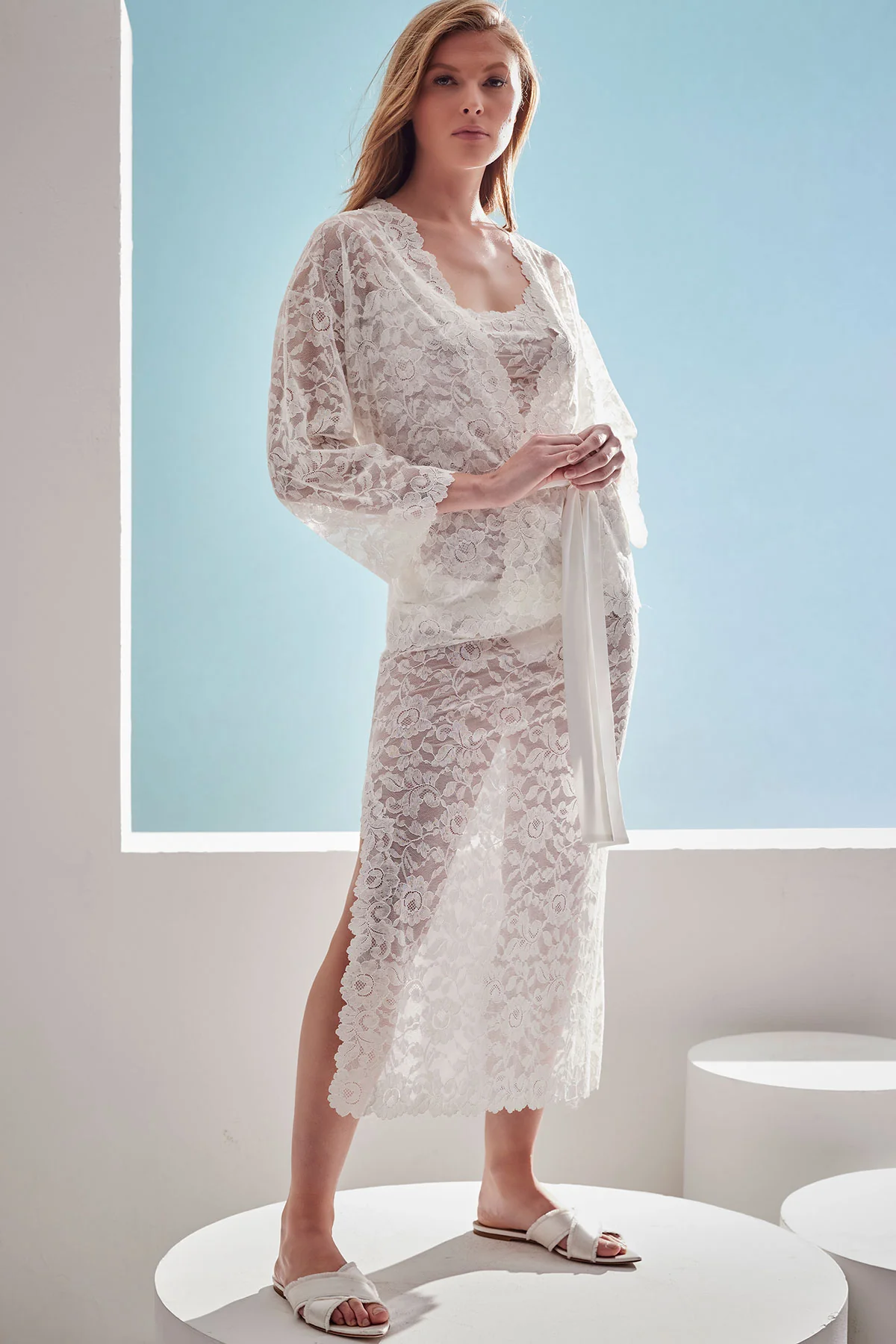 Peony Allover Lace Slip Dress
