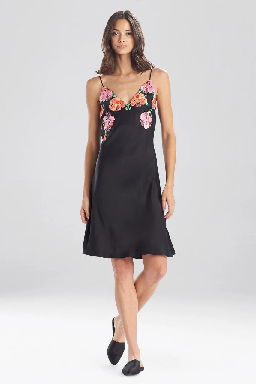 Peony Blossoms Embroidered Silk Chemise - Image 2