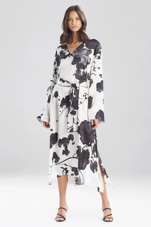 Peony Blossoms Silk Caftan Dress