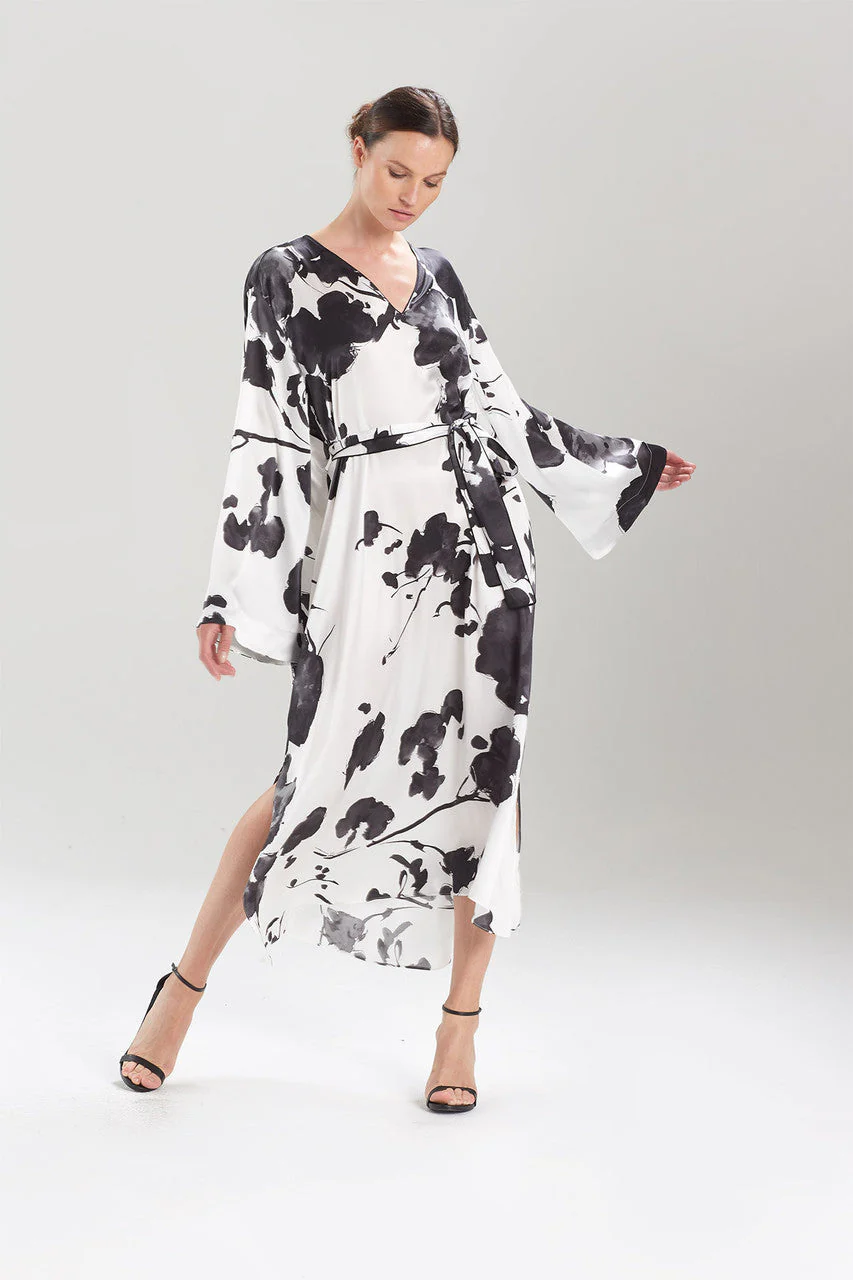 Peony Blossoms Silk Caftan Dress - Image 3