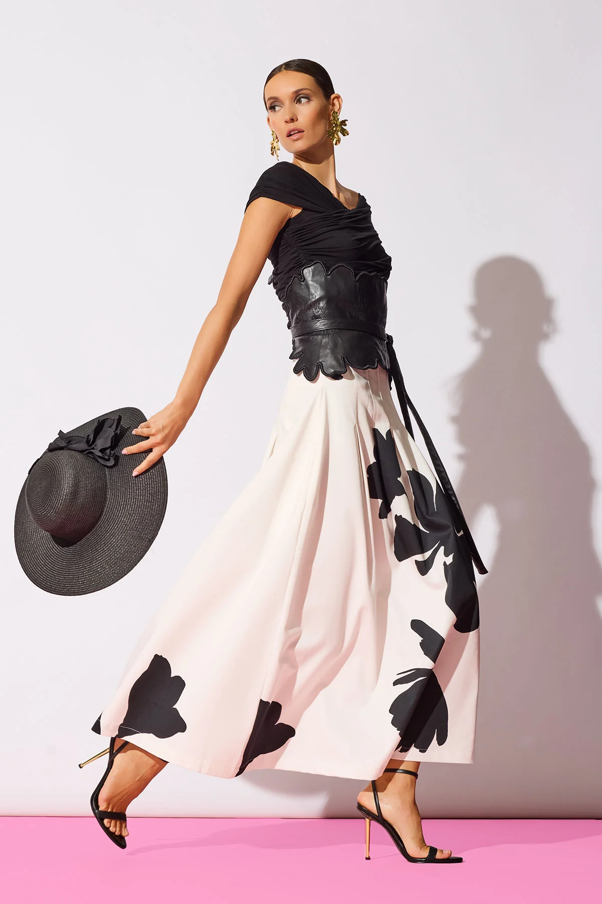 Peony Cotton Chino Pleated Skirt