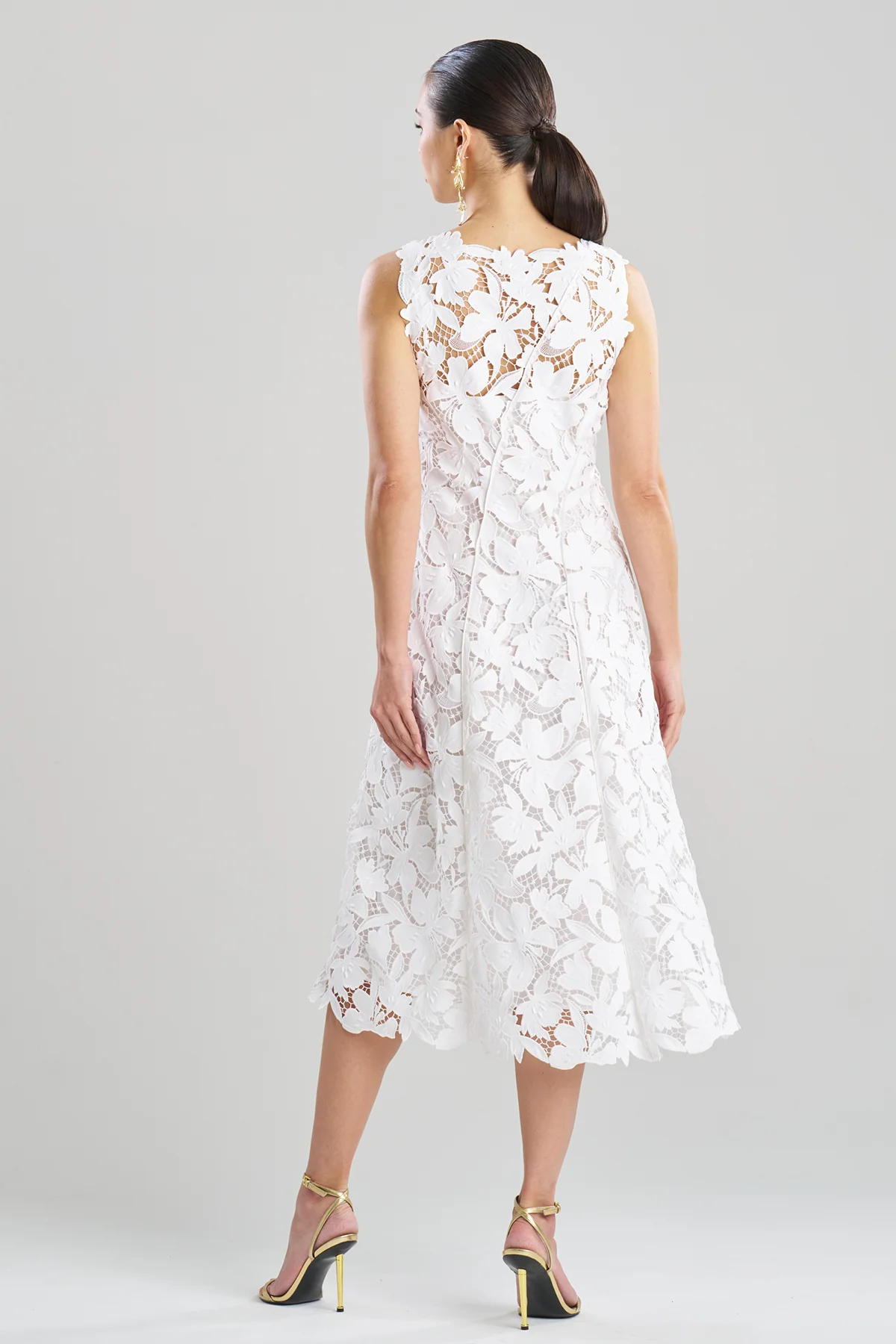 Peony Floral Lace Asymmetric Seam Dress - Image 3