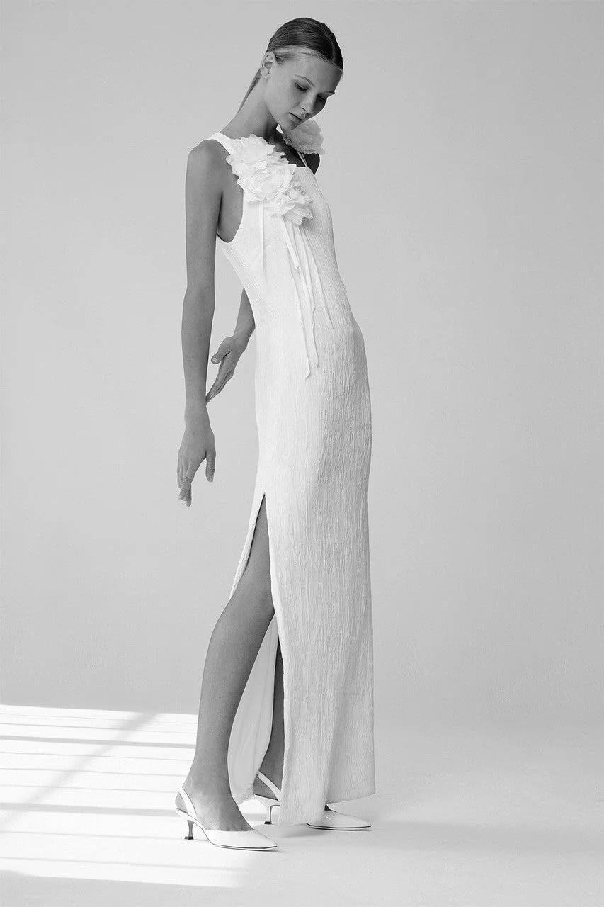 Plisse Gown With Corsage - Image 3