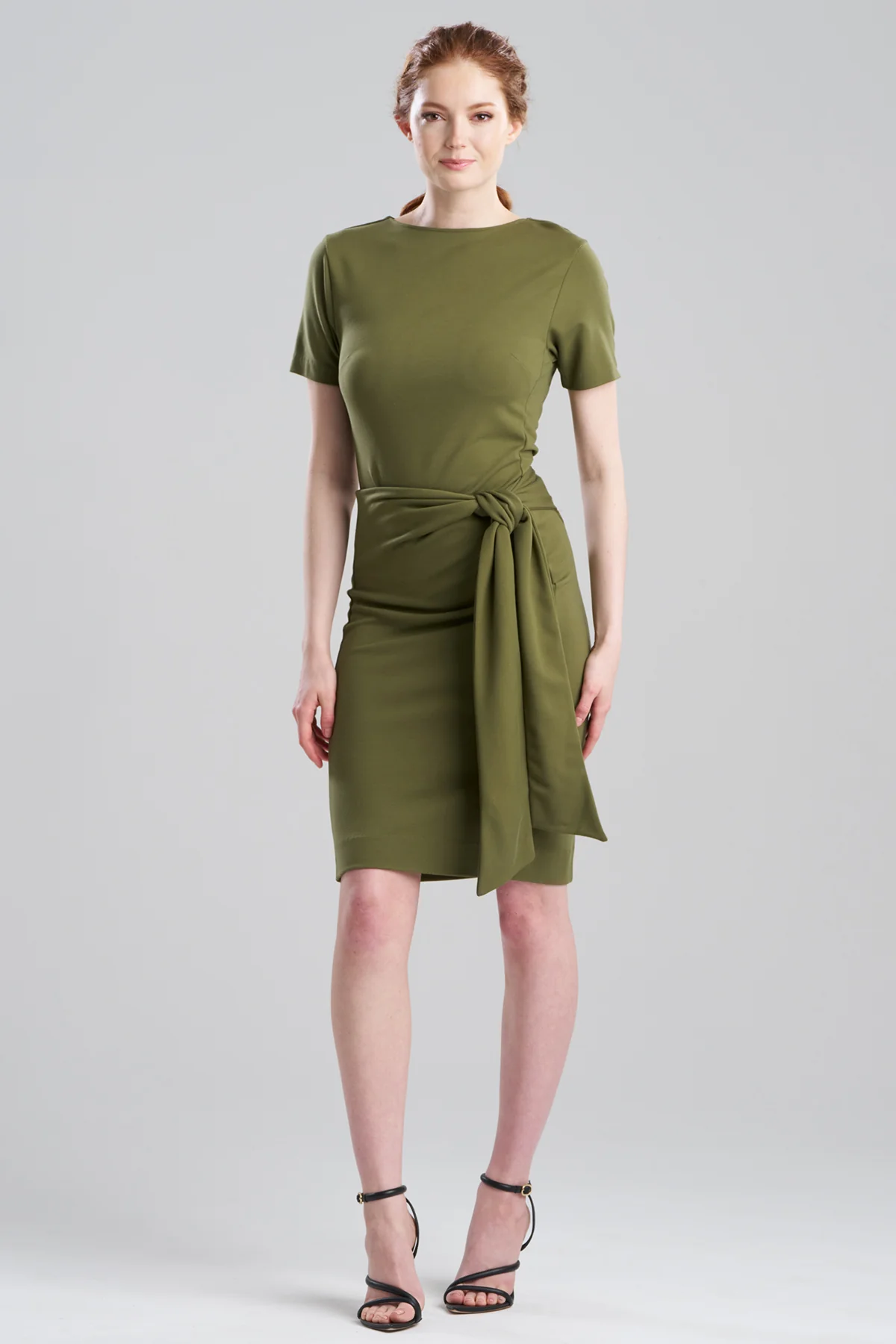 Ponte Knit Front Tie Sheath Dress