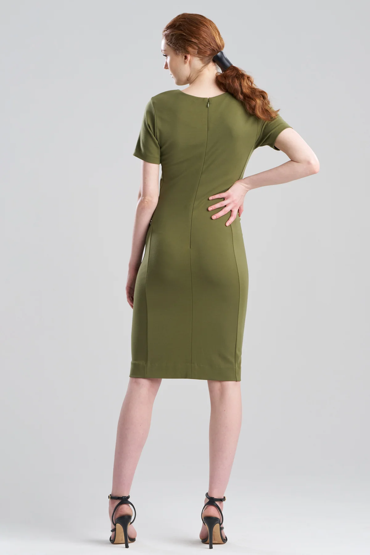 Ponte Knit Front Tie Sheath Dress - Image 2