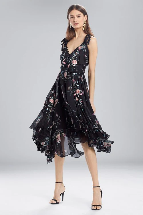 Pressed Flower Printed Silk Chiffon Dress - Image 12