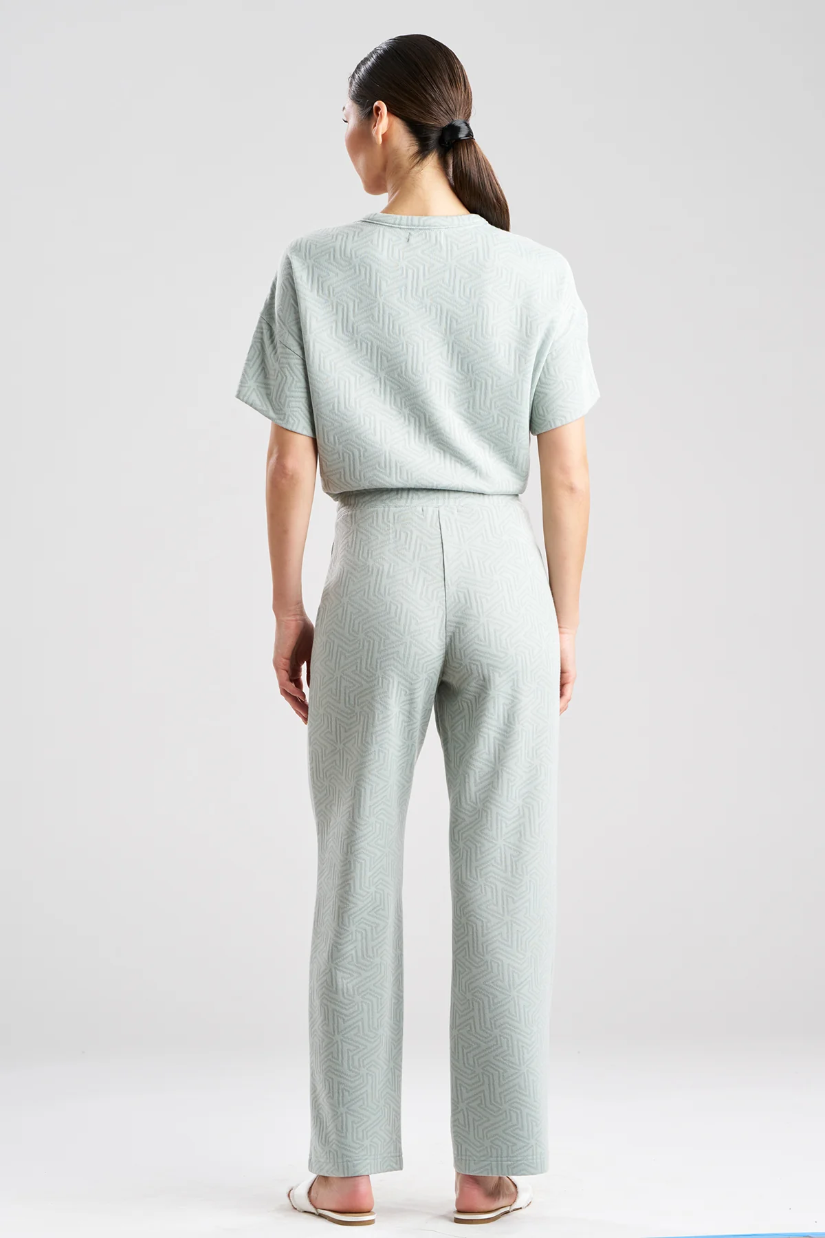 Quilted Geo Knit Jacquard Straight Leg Pants - Image 2