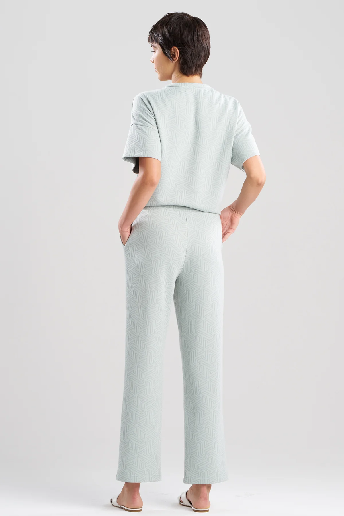 Quilted Geo Knit Jacquard Straight Leg Pants - Image 4