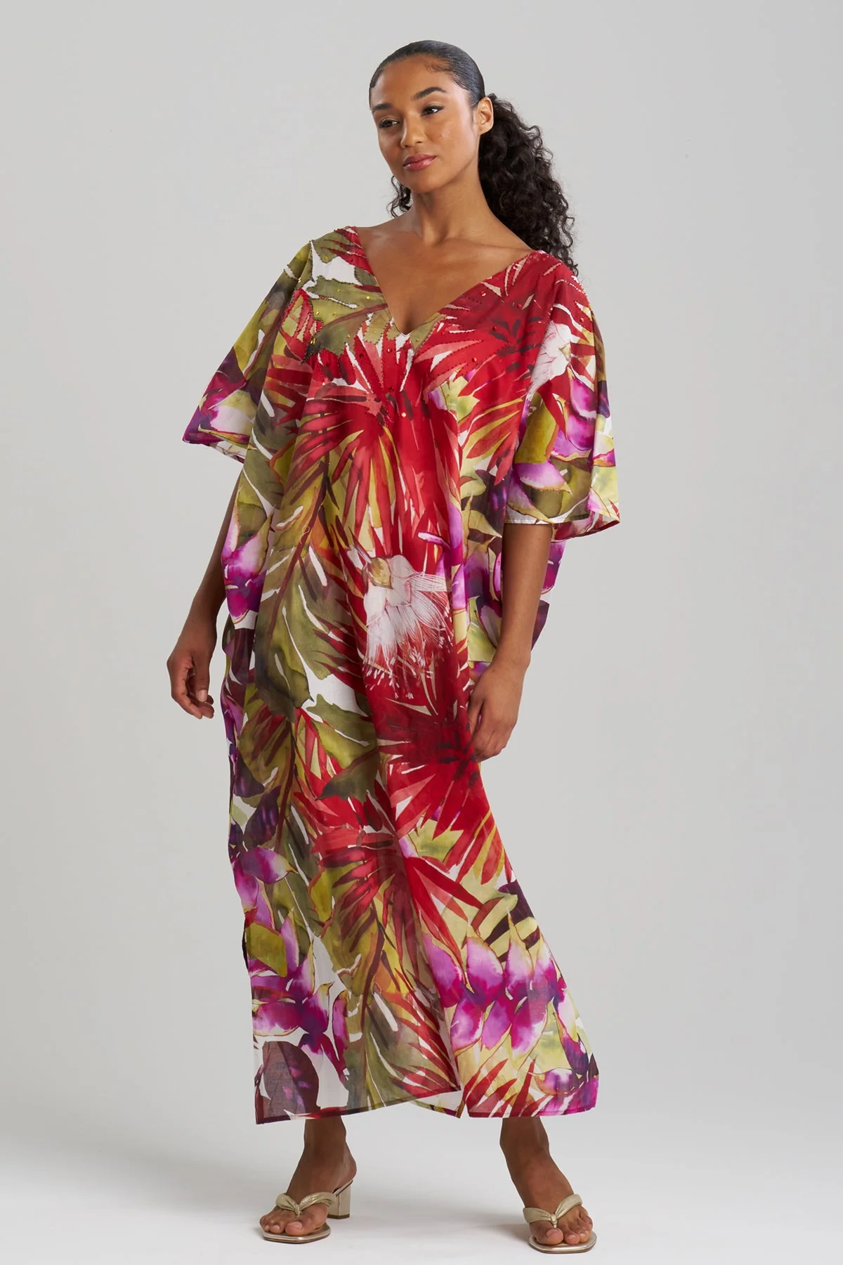 Rainforest Cotton Beaded Caftan - Image 2