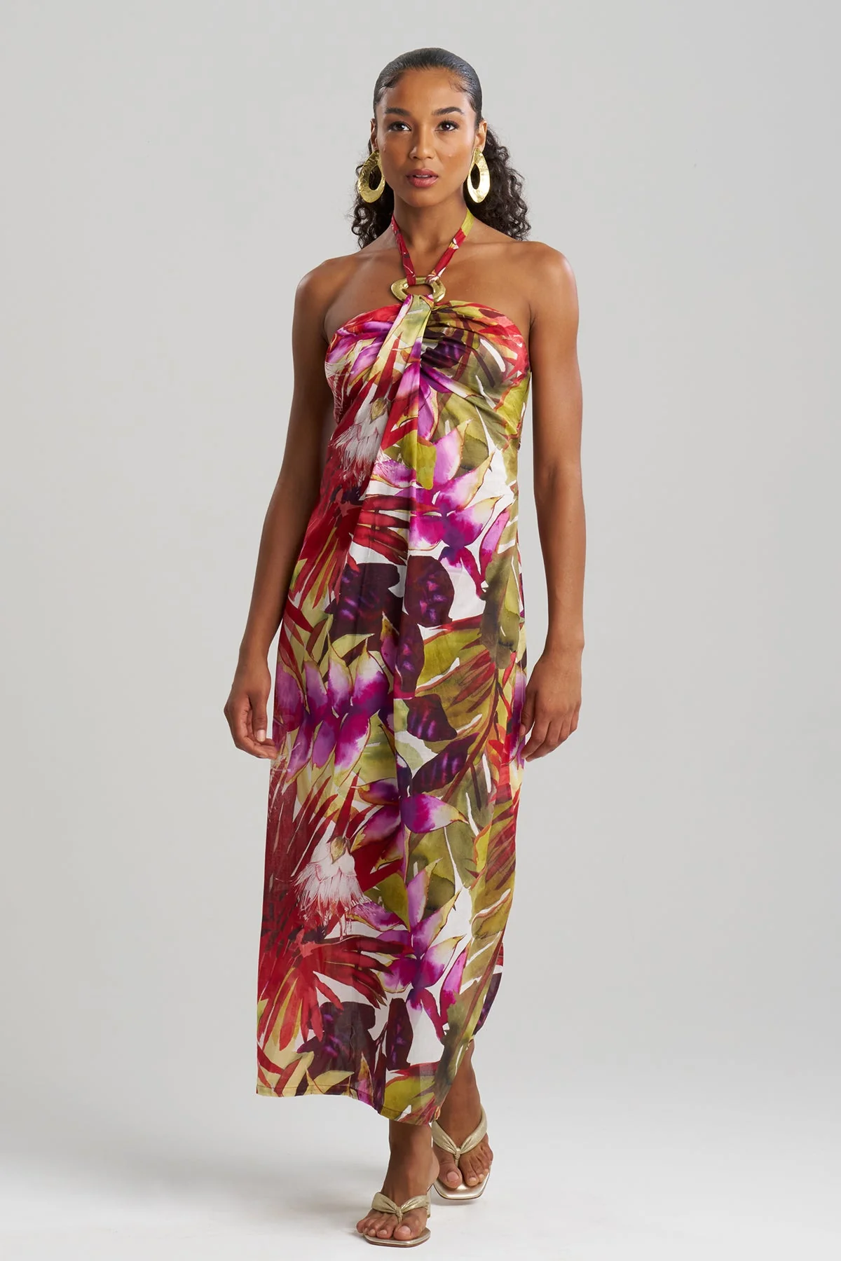 Rainforest Cotton Maxi Halter Dress - Image 2
