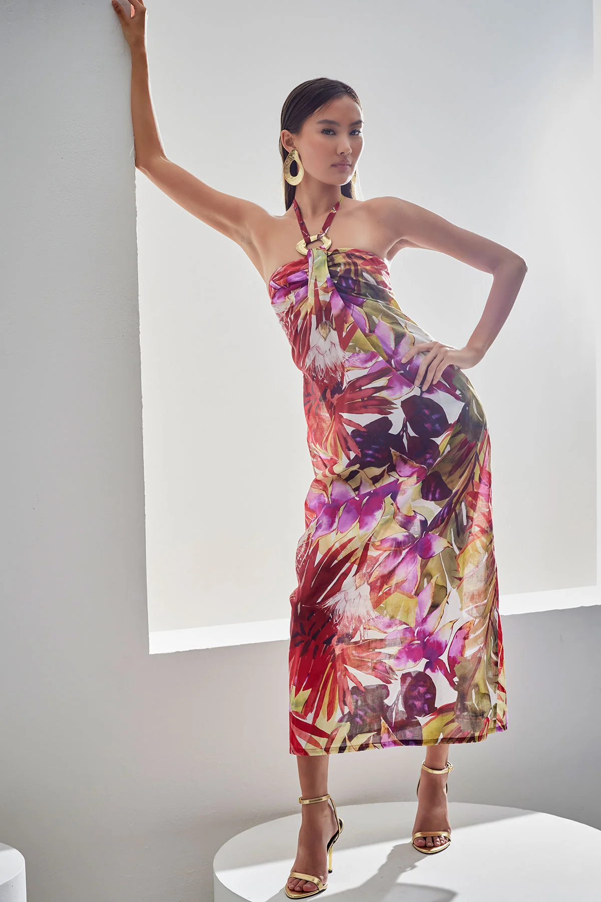 Rainforest Cotton Maxi Halter Dress - Image 5