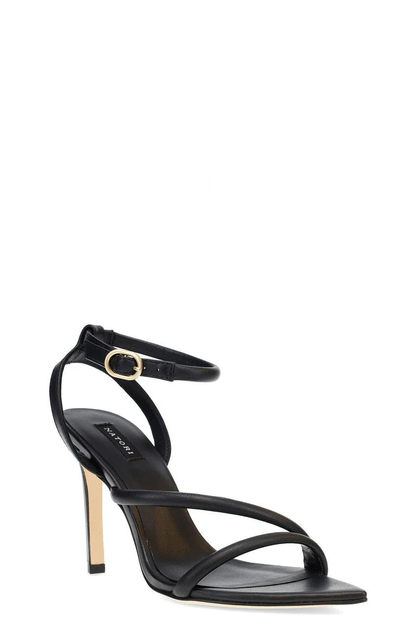 Reiki Nappa Leather Ankle Strap Heel