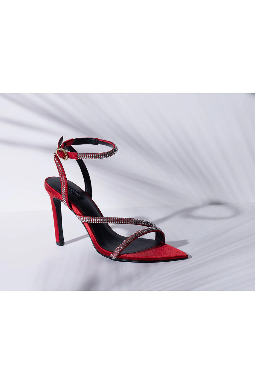 Reiki Satin Embellished Ankle Strap Heel - Image 4
