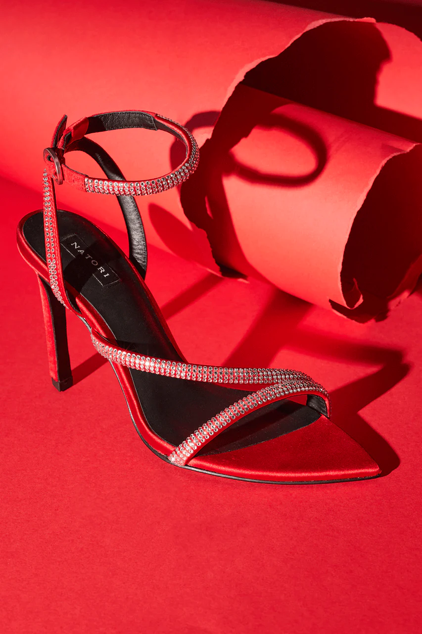 Reiki Satin Embellished Ankle Strap Heel - Image 5