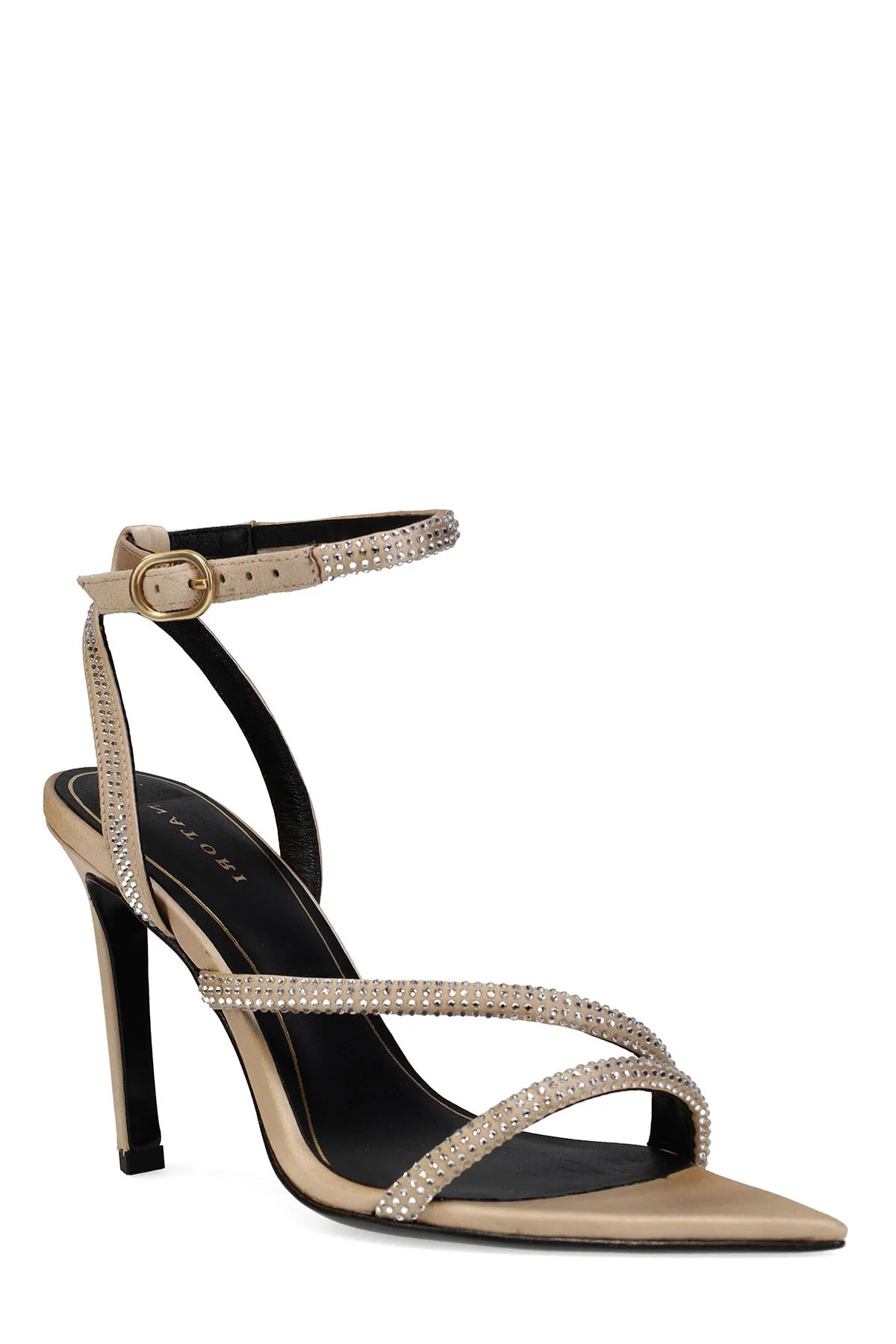 Reiki Satin Embellished Ankle Strap Heel