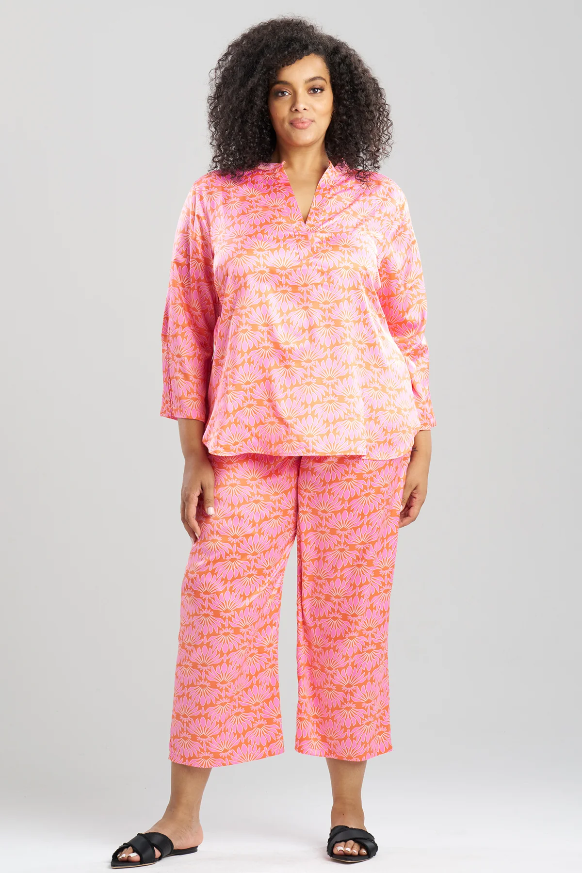 Rhythm Printed Satin Mandarin PJ - Image 3