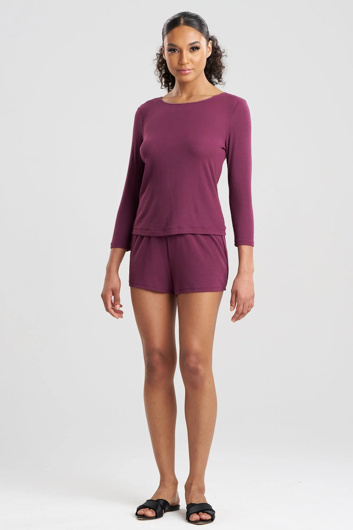 Rib Essentials Long Sleeve Shorts PJ - Image 2