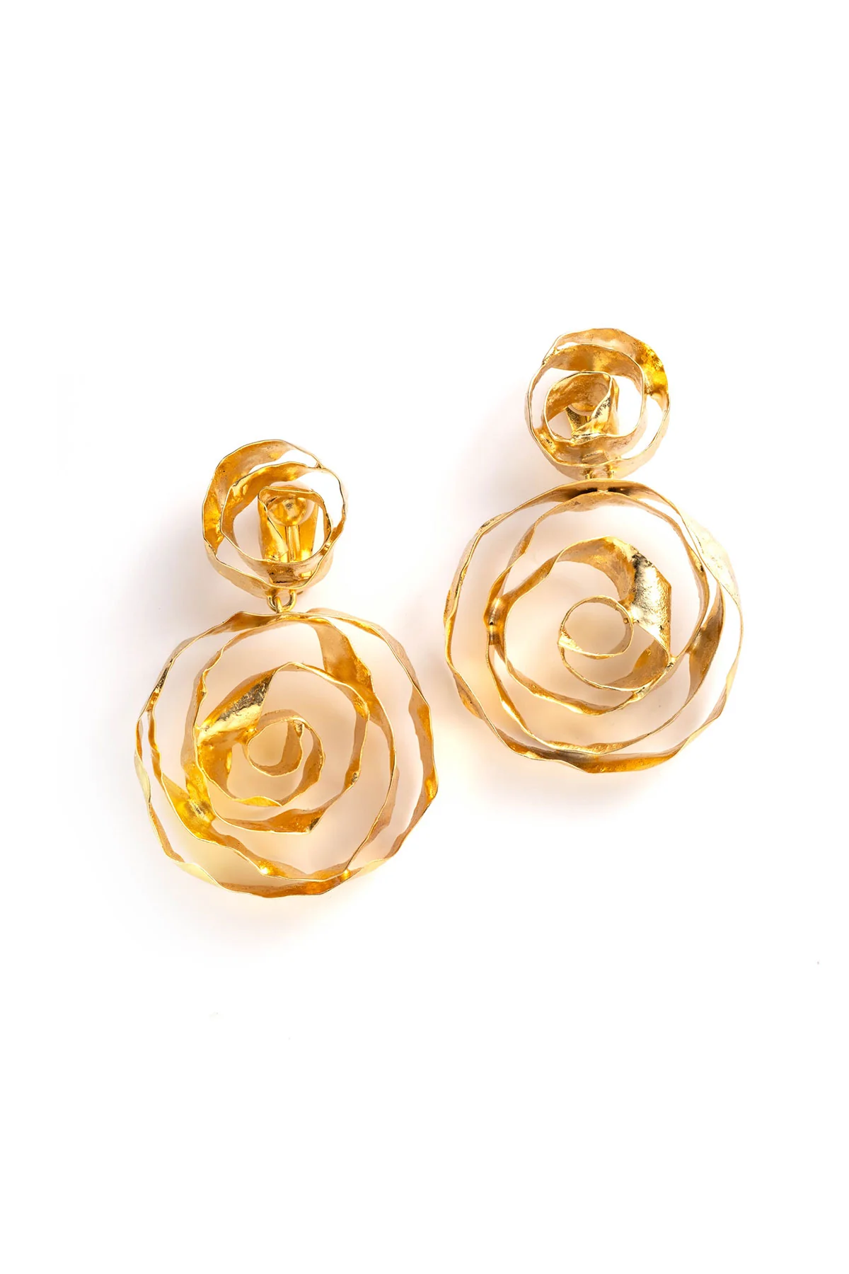 Rosette Gold Plated Drop Earrings