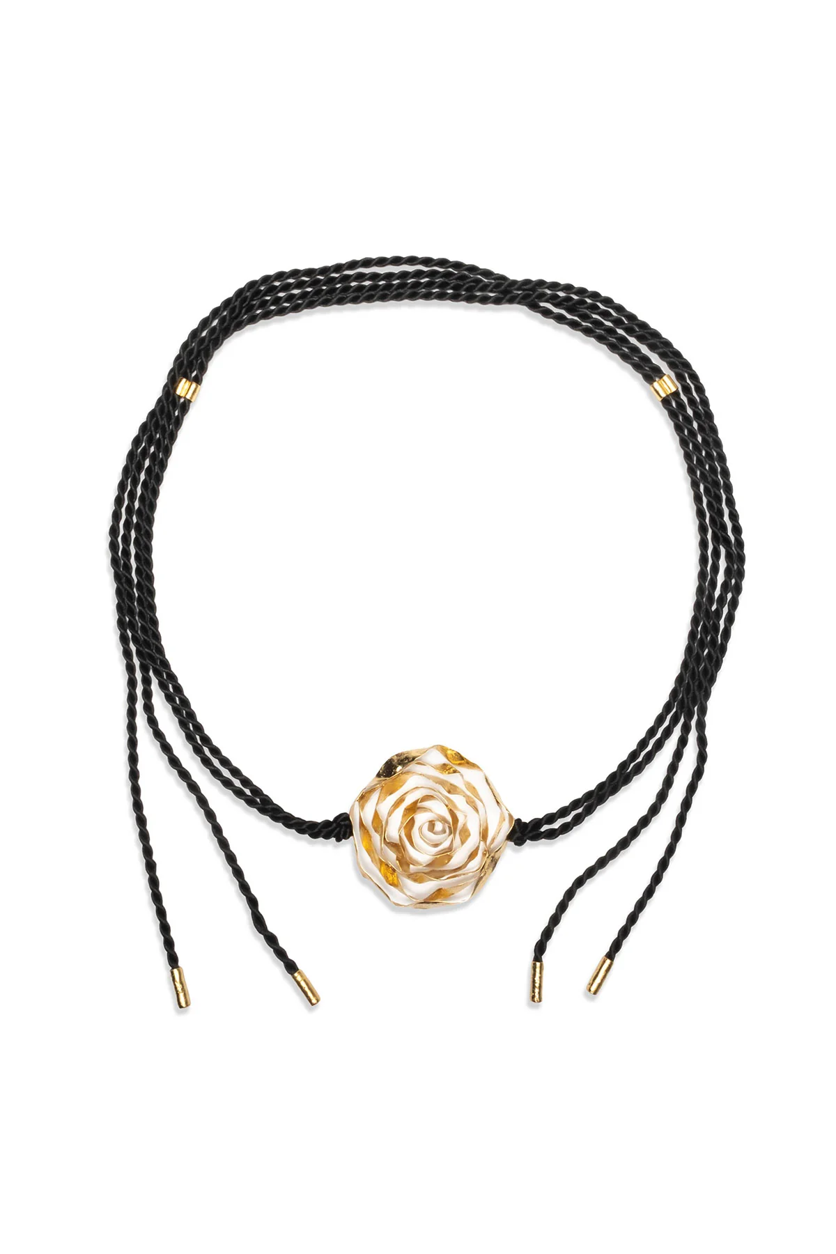 Rosette Gold Plated Wide Pendant Rope Belt