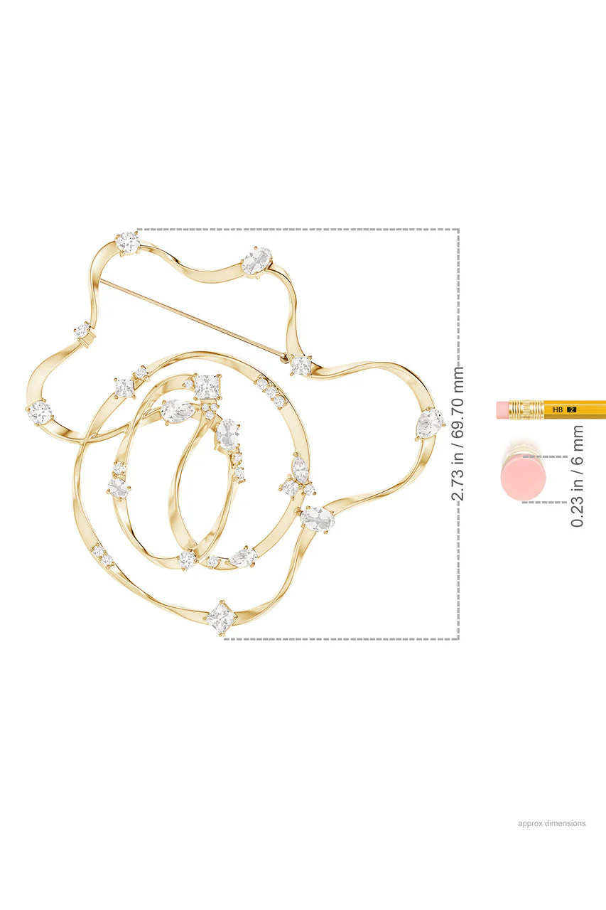 Runway Collection Sakura White Topaz Gold Brooch - Image 6