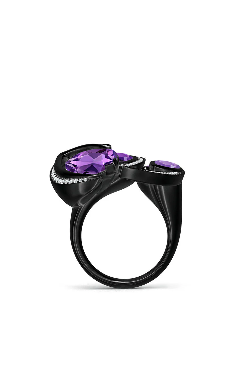 Runway Collection Sumi Amethyst and Diamond Statement Ring - Image 7