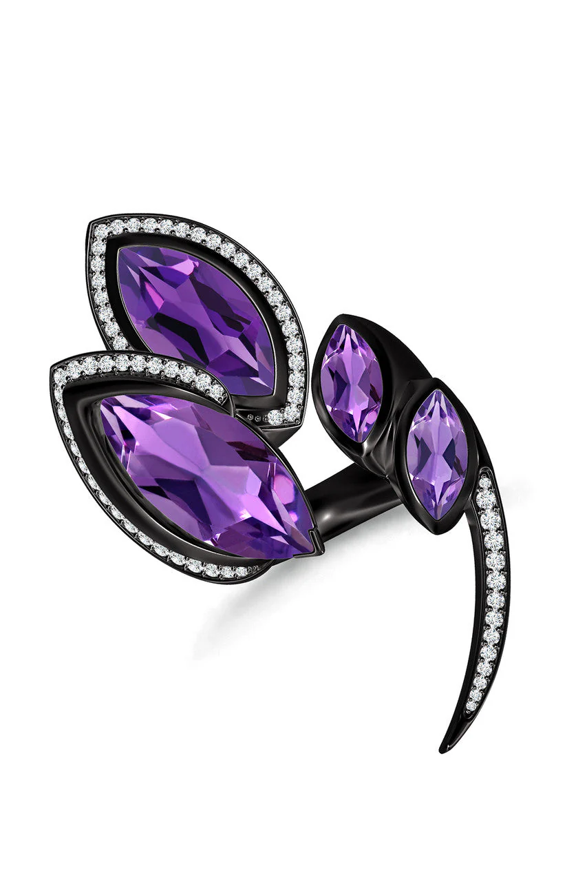 Runway Collection Sumi Amethyst and Diamond Statement Ring - Image 8