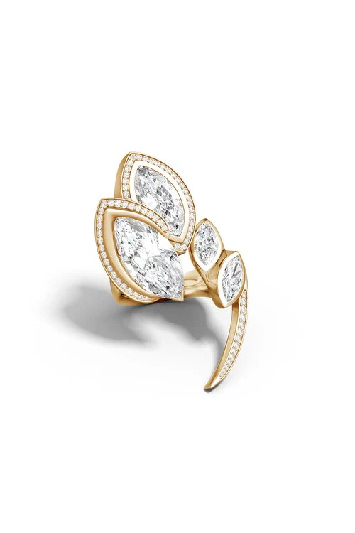 Runway Collection Sumi White Topaz and Diamond Gold Statement Ring - Image 12